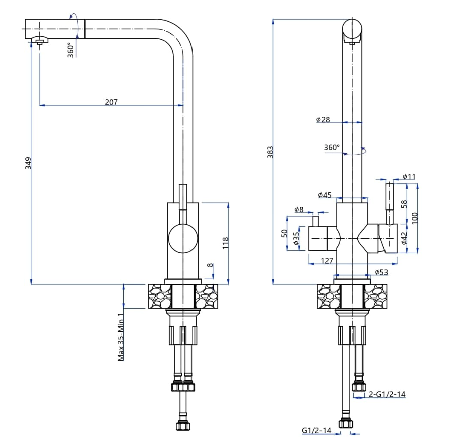 GranFest GF-Z-5421, смеситель, нержавеющая сталь