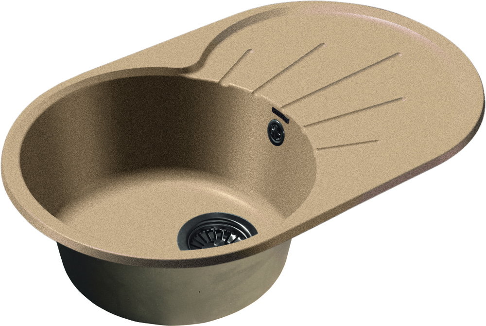 GranFest RONDO GF-R-750 L, мойка, мрамор, песочный