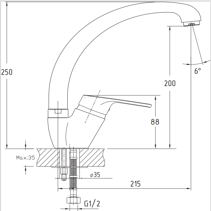 Granfest 3323, смеситель, мрамор, иней