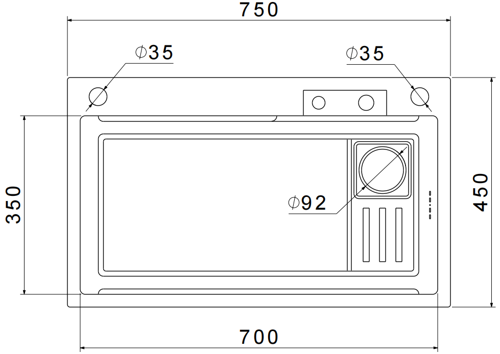 GranFest 7545 PVD, мойка, нержавеющая сталь, графит
