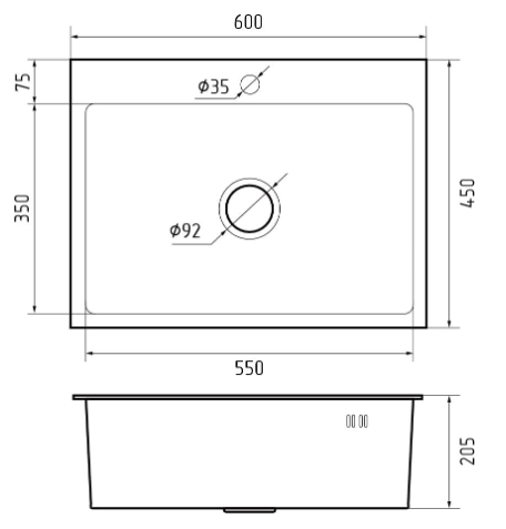 GranFest 6045 PVD, мойка, нержавеющая сталь, графит