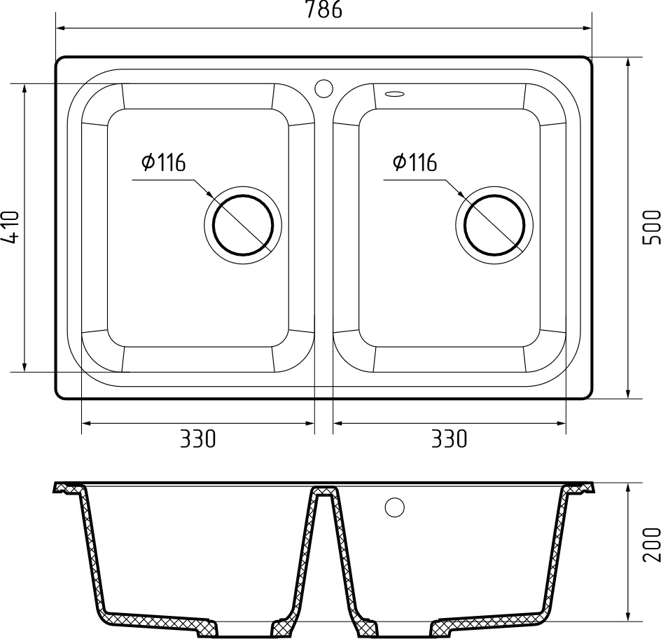 GranFest STANDART GF-S-780 K, мойка, мрамор, кашемир