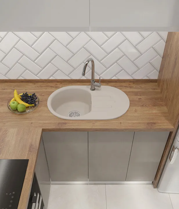 GranFest GF-SMART 685 L, мойка, мрамор, белый