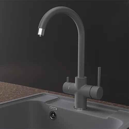 GranFest GF-Z-5422, смеситель, гранит, темно-серый