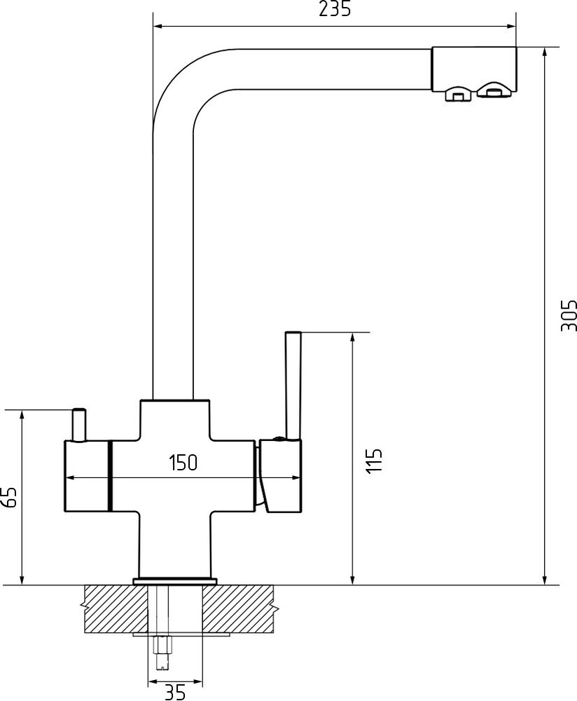 GranFest GF-Z-5423, смеситель, гранит, белый