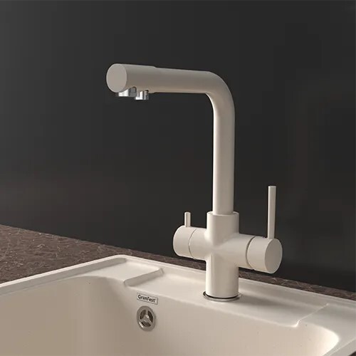 GranFest GF-Z-5423, смеситель, гранит, белый