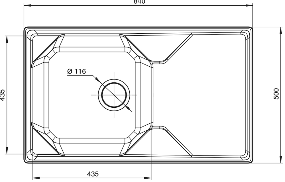 GranFest UNIQUE GF-U-840L, мойка, мрамор, иней