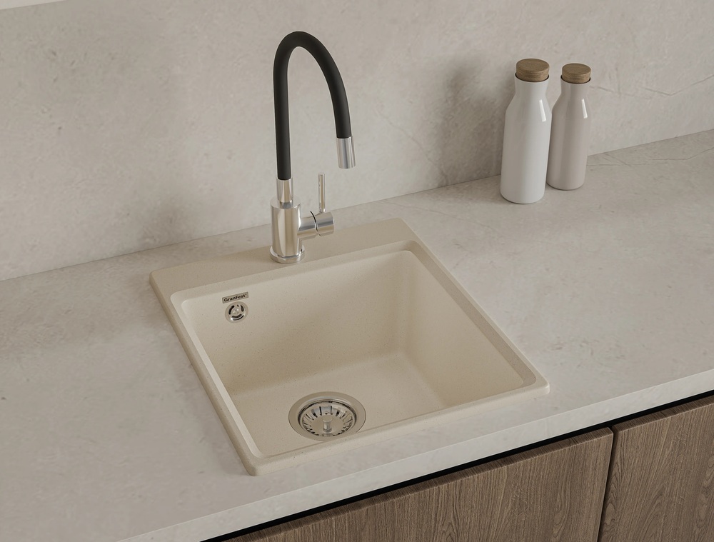 GranFest LEVEL GF-LV-420, мойка, мрамор, иней