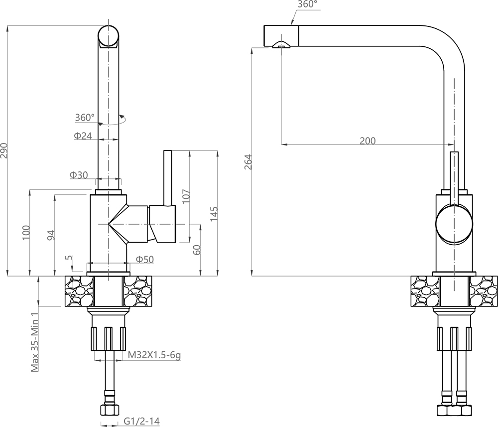 GranFest 3651, смеситель, мрамор, кашемир