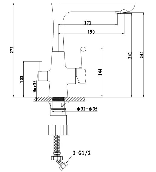 GranFest 3223, смеситель, мрамор, топаз
