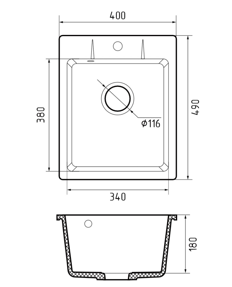 GranFest URBAN 240, мойка, гранит, серый