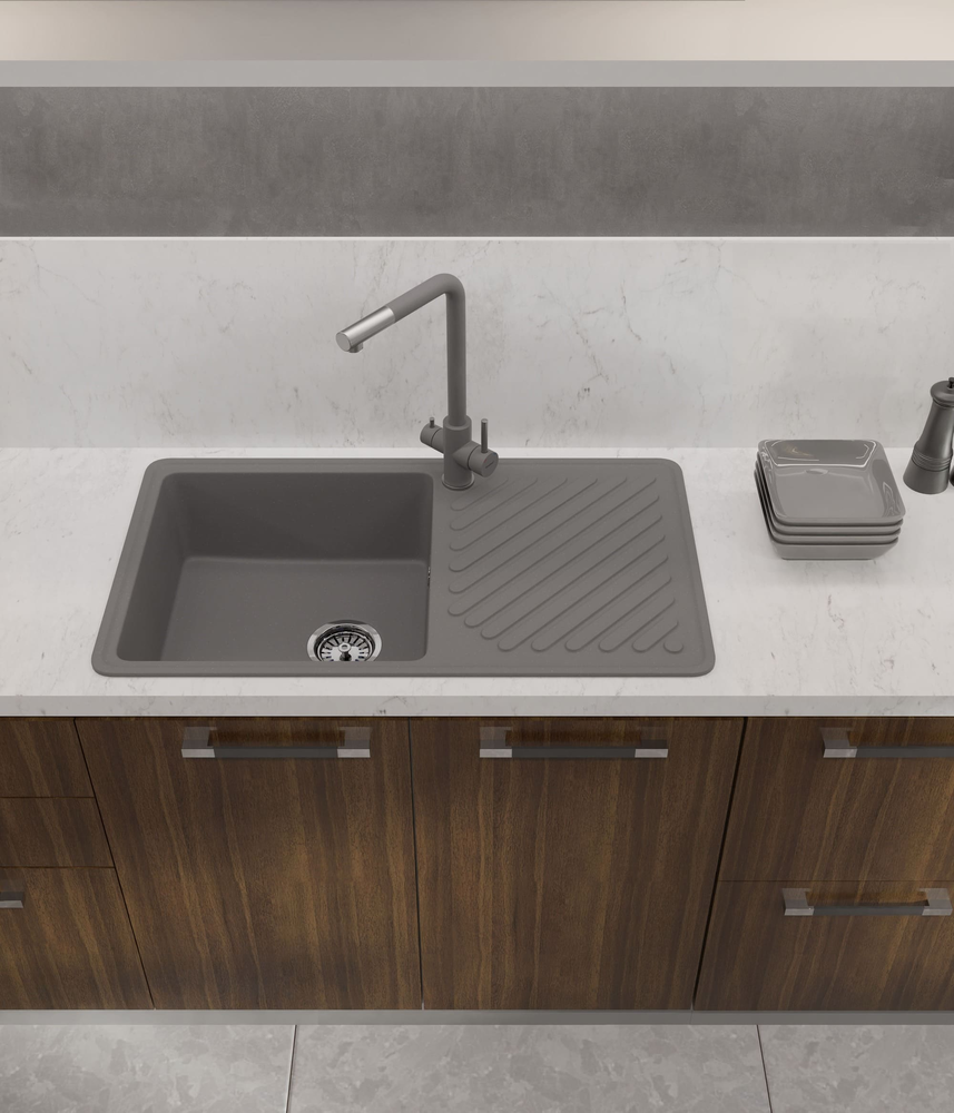 GranFest QUARZ GF-ZL-53, мойка, гранит, темно-серый