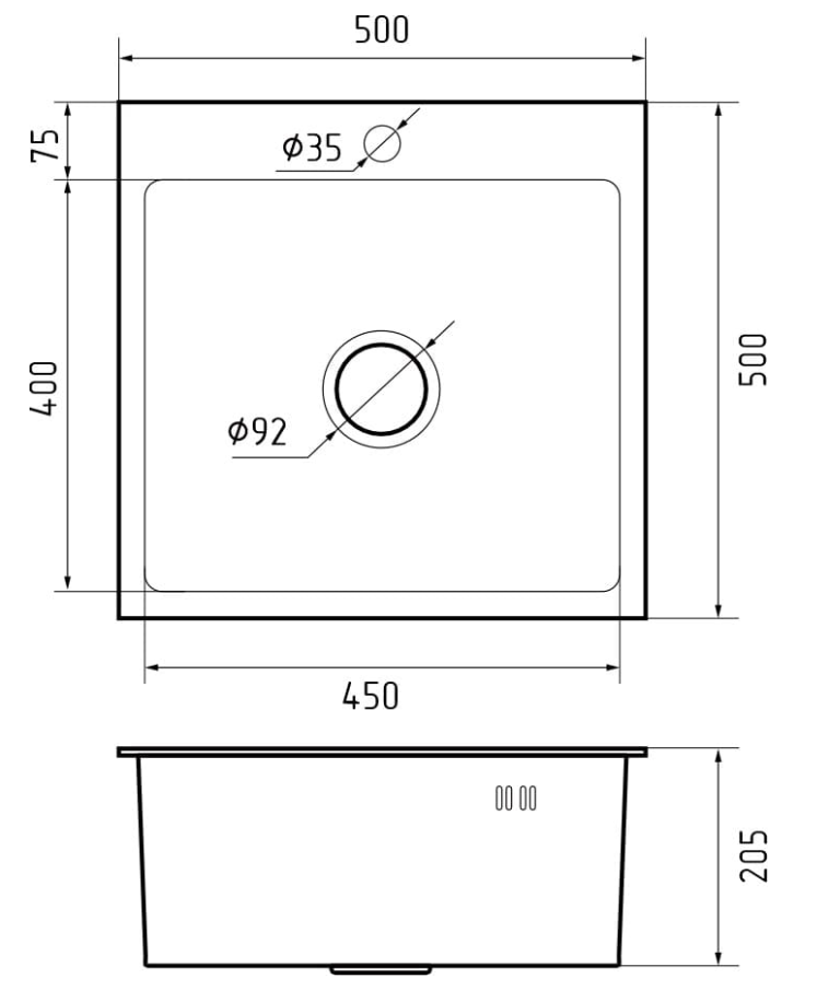 GranFest 5050, мойка, нержавеющая сталь