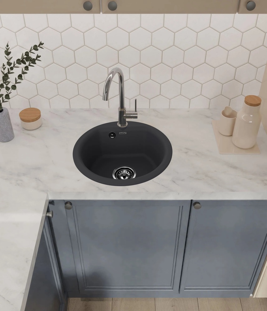 GranFest GF-SMART 435, мойка, мрамор, черный