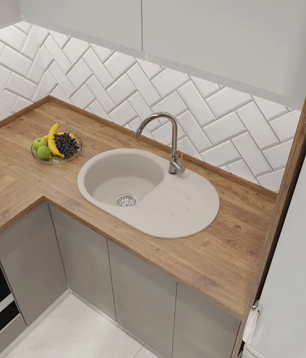 GranFest GF-SMART 685 L, мойка, мрамор, белый