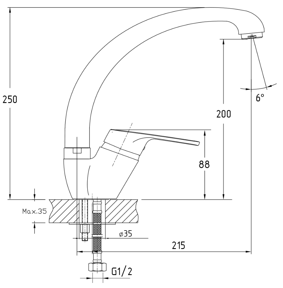 Granfest 3323, смеситель, мрамор, топаз