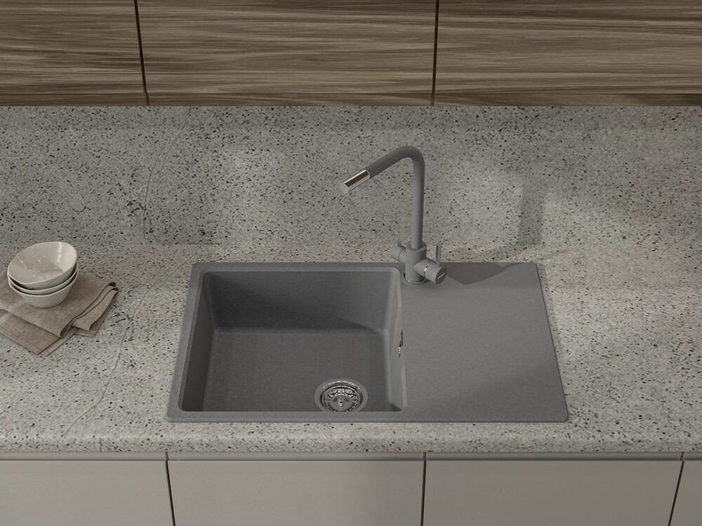 GranFest URBAN 678L, мойка, гранит, темно-серый