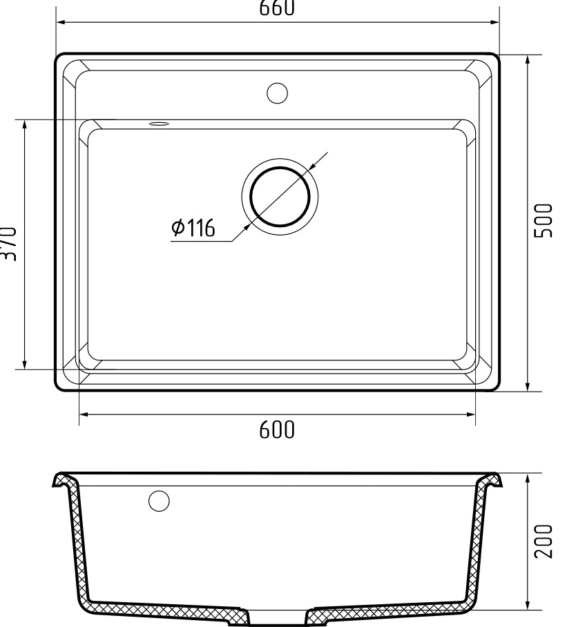 GranFest LEVEL GF-LV-660, мойка, мрамор, топаз