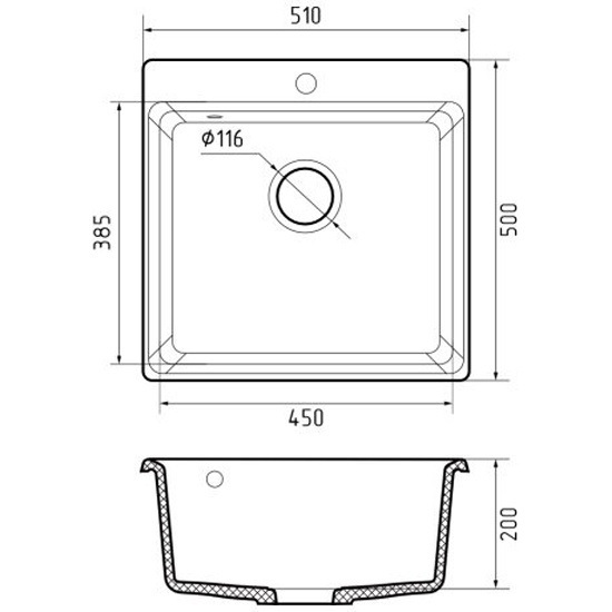 GranFest LEVEL GF-LV-510, мойка, мрамор, серый