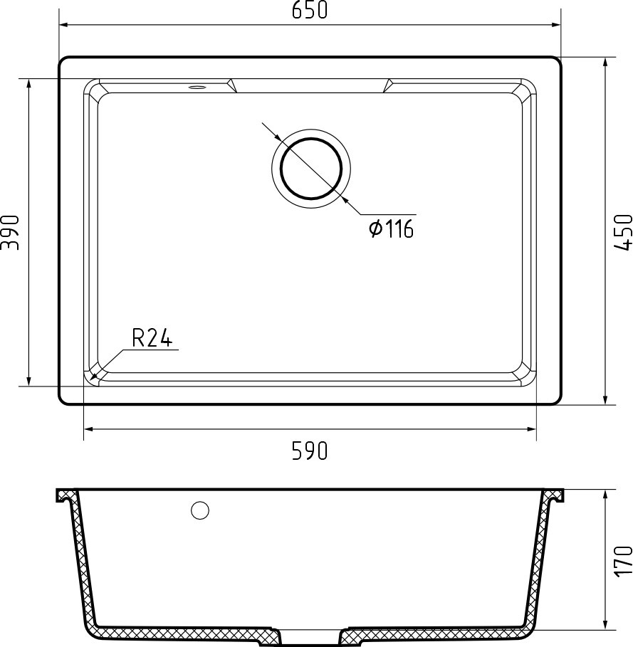 GranFest URBAN 4565, мойка, гранит, песочный