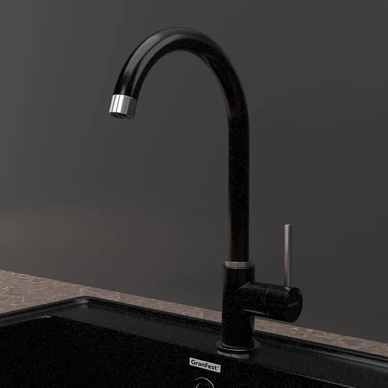 GranFest 3650, смеситель, мрамор, черный