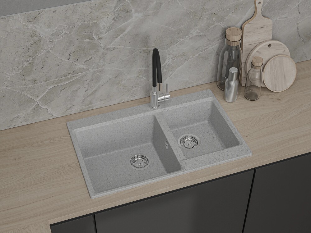 GranFest LEVEL GF-LV-780K, мойка, мрамор, серый