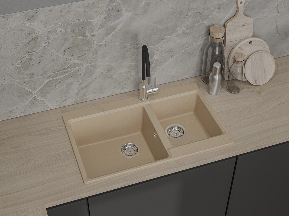 GranFest LEVEL GF-LV-780K, мойка, мрамор, песочный