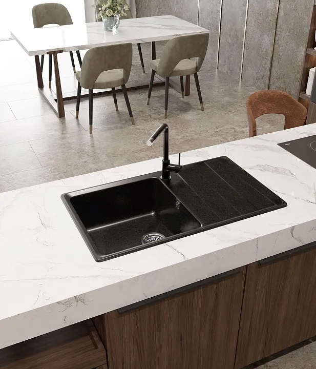 GranFest LEVEL GF-LV-860L, мойка, мрамор, черный