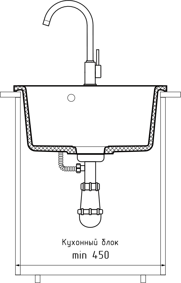 GranFest GF-SMART 435, мойка, мрамор, бежевый