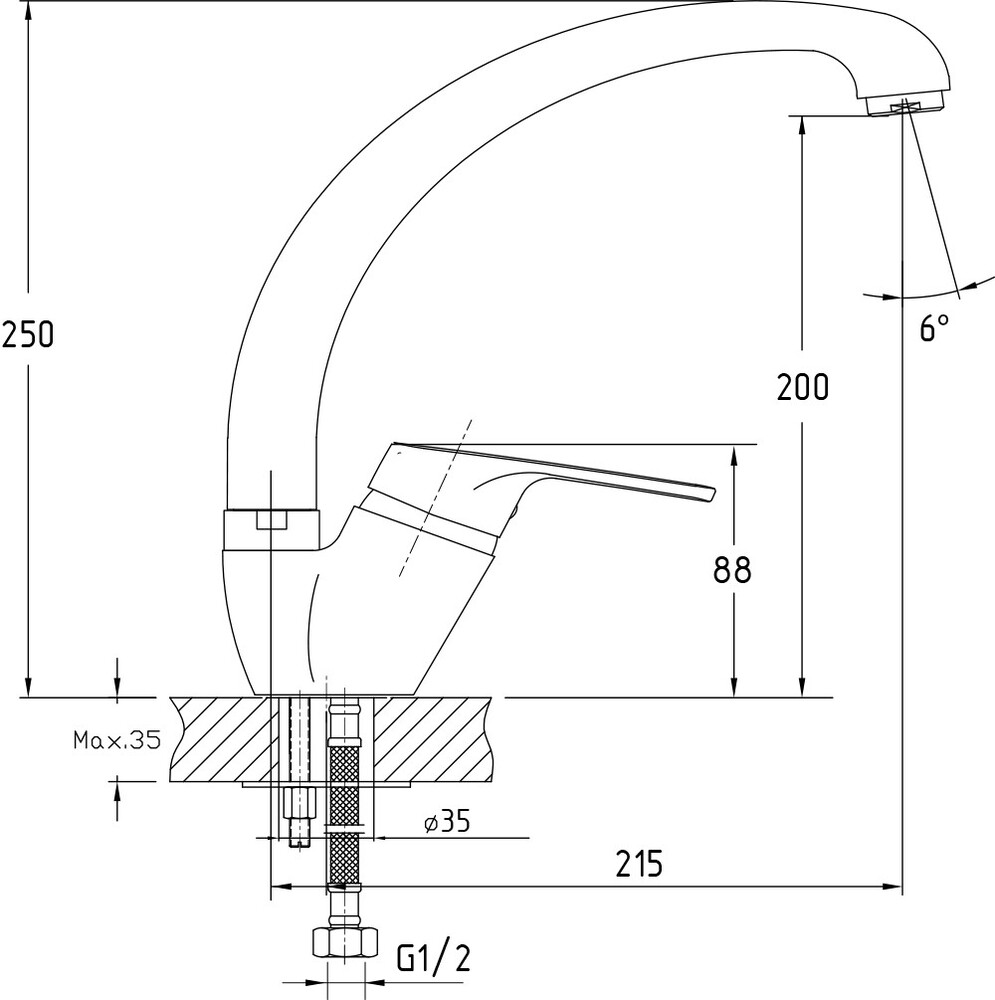 GranFest 7652, смеситель, мрамор, серый