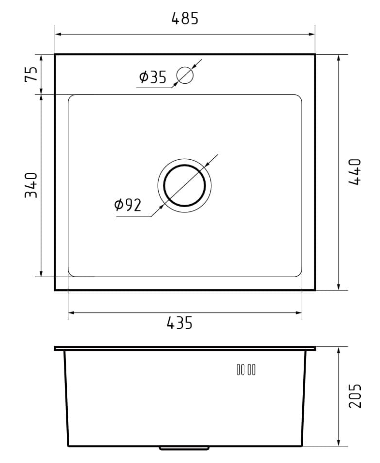 GranFest 4844 PVD, мойка, нержавеющая сталь, графит