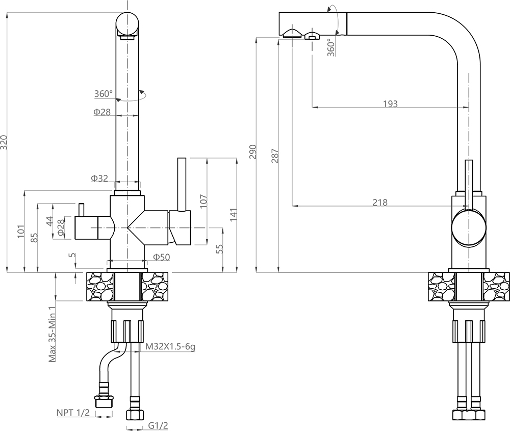 GranFest 3611, смеситель, мрамор, кашемир