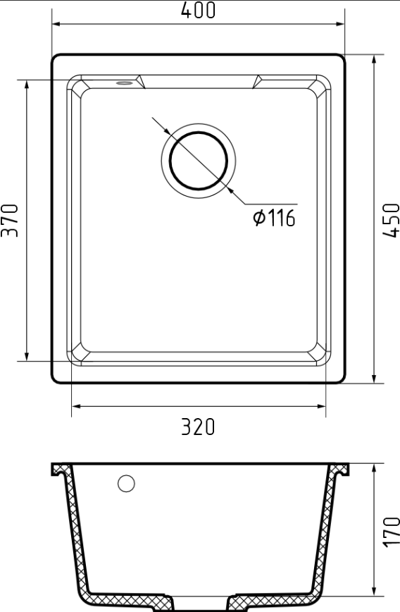 GranFest URBAN 4540, мойка, гранит, белый