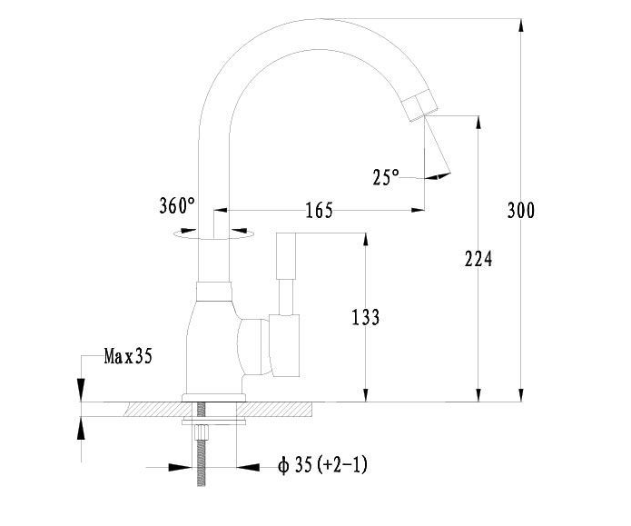 GranFest 3324, смеситель, мрамор, черный