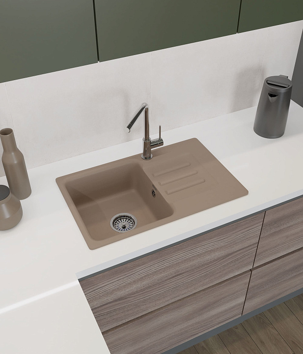 GranFest GF-SMART 680 L, мойка, мрамор, песочный