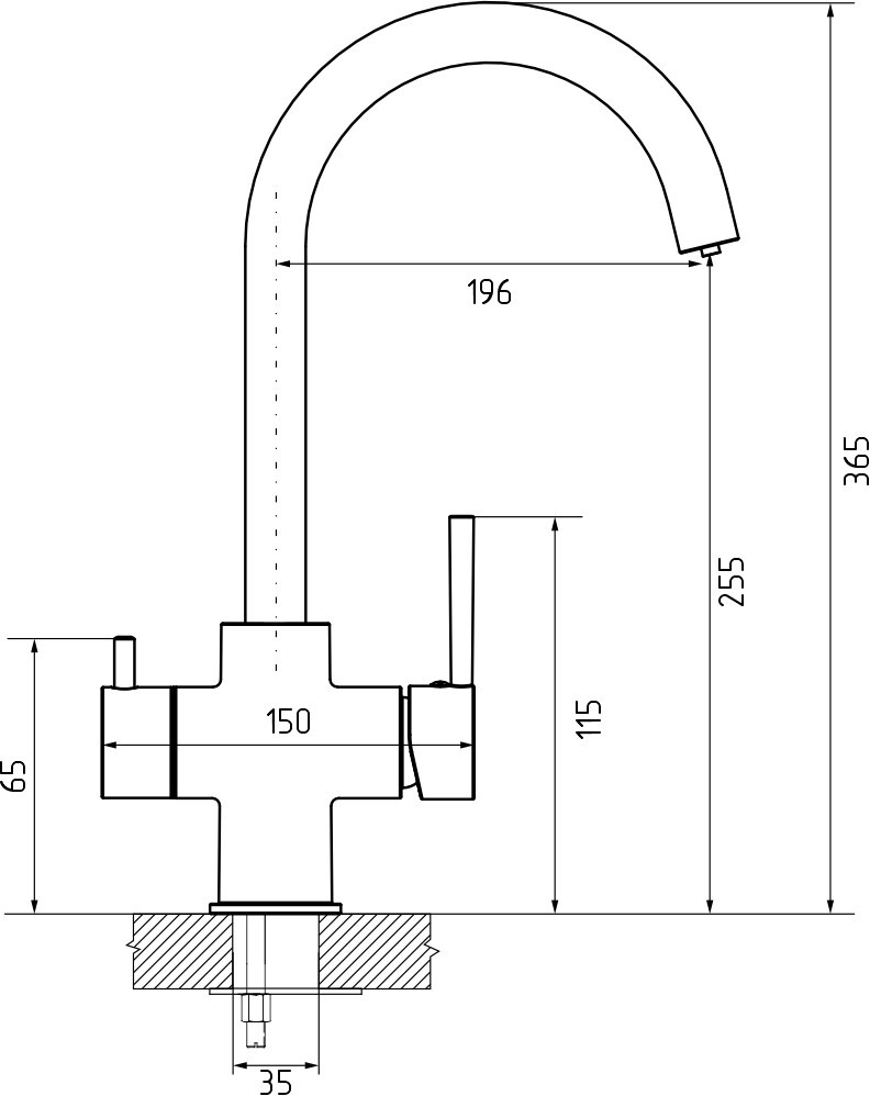 GranFest GF-Z-5422, смеситель, гранит, черный