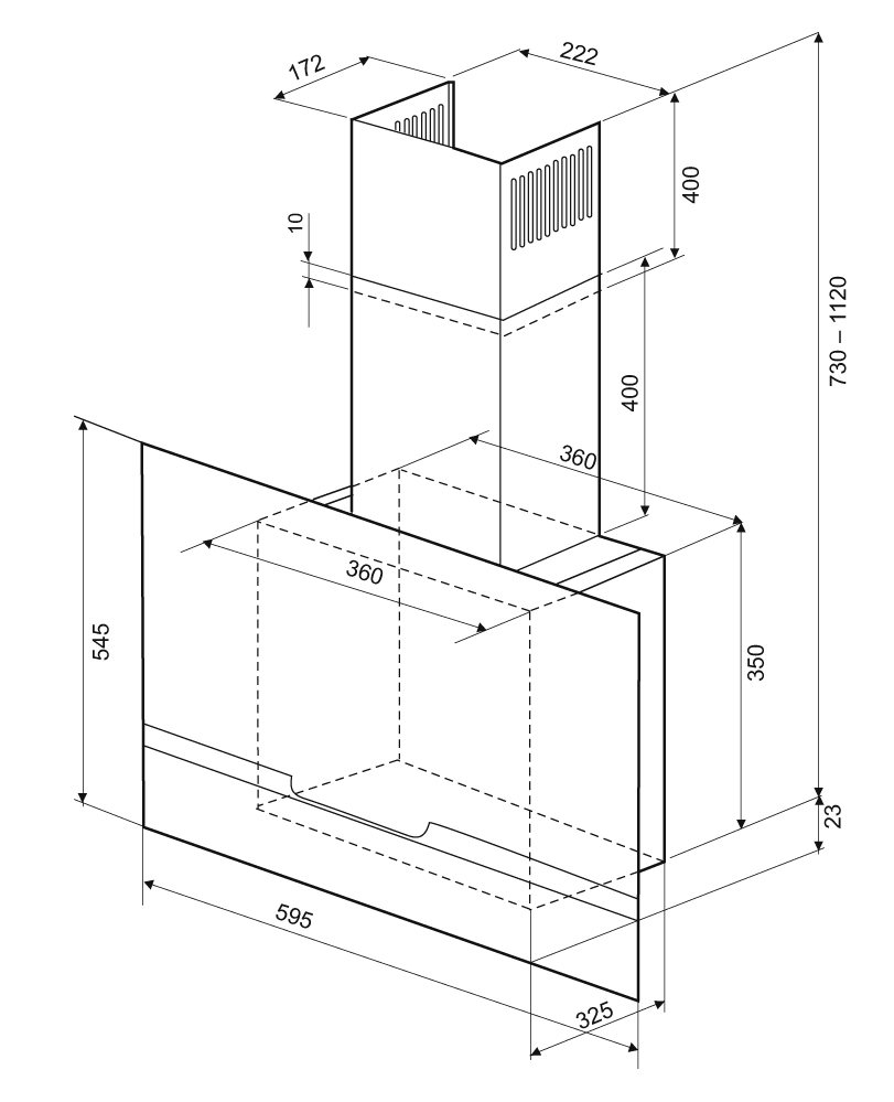 Krona DOMENIKA 600 BLACK/INOX S