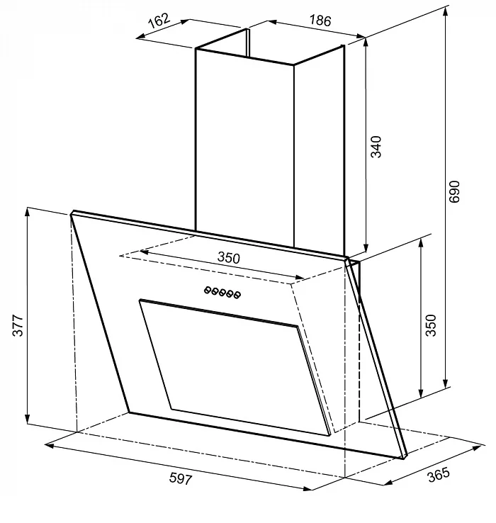 Krona VIERKANT 600 Black PB