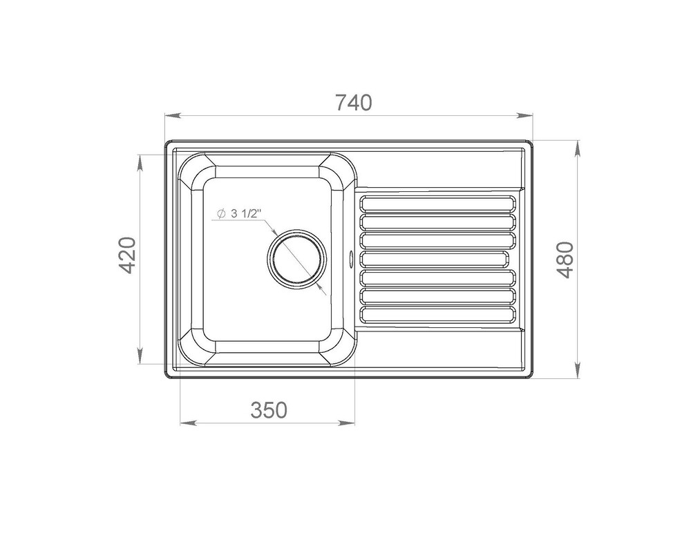 LEX Geneva 740 Deep Grey, мойка, гранит