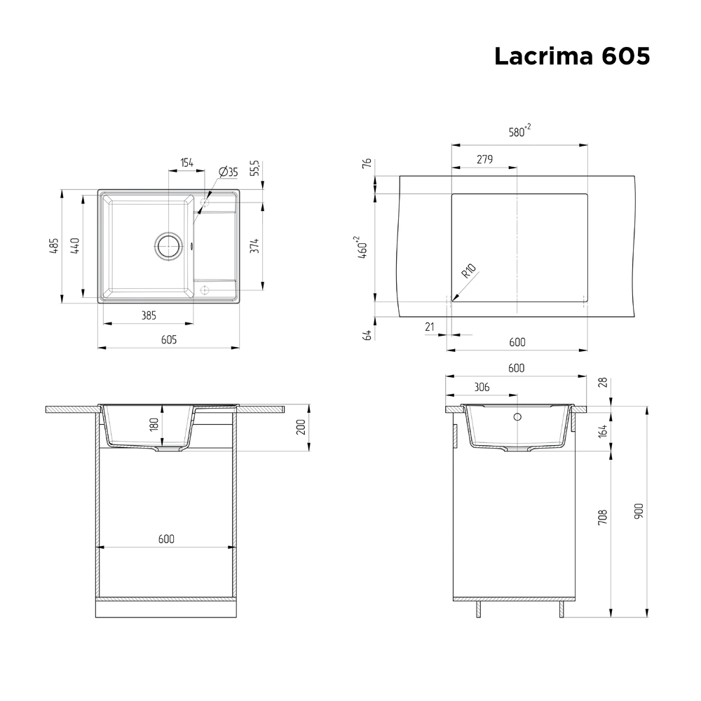 Maunfeld Lacrima 605 MFQS-605B, мойка, гранит, черный