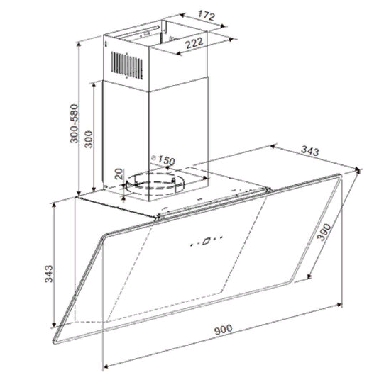 Maunfeld EAGLE 850 90 Glass Black