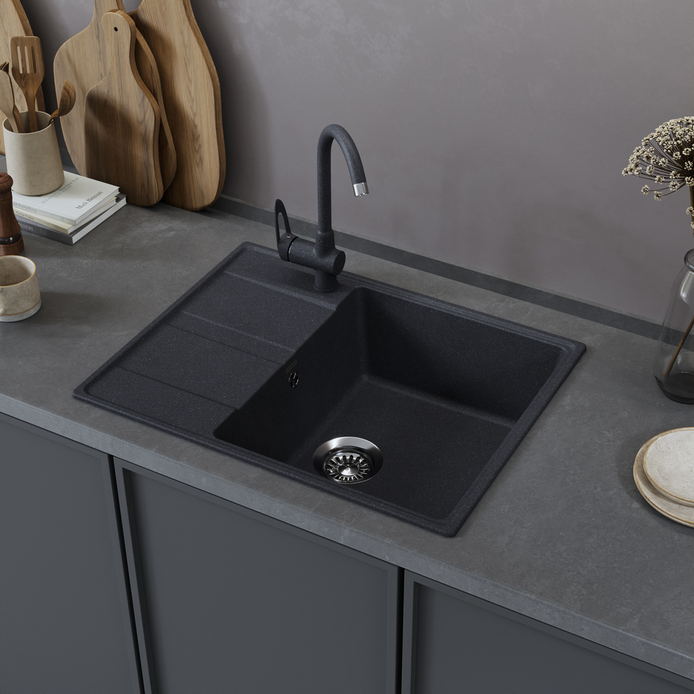 Maunfeld Lacrima 650 MFQS-650DGR, мойка, гранит, темно-серый