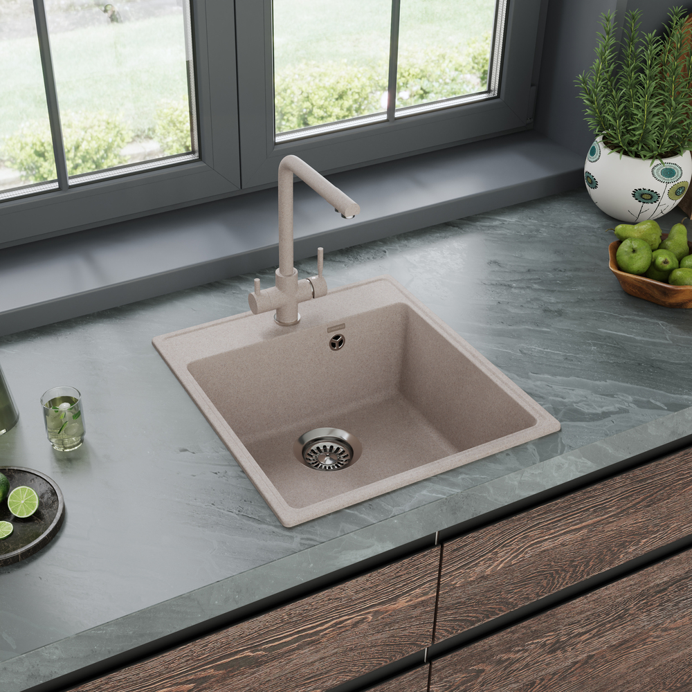 Maunfeld Perla 460 MFQS-460BG, мойка, гранит, бежевый