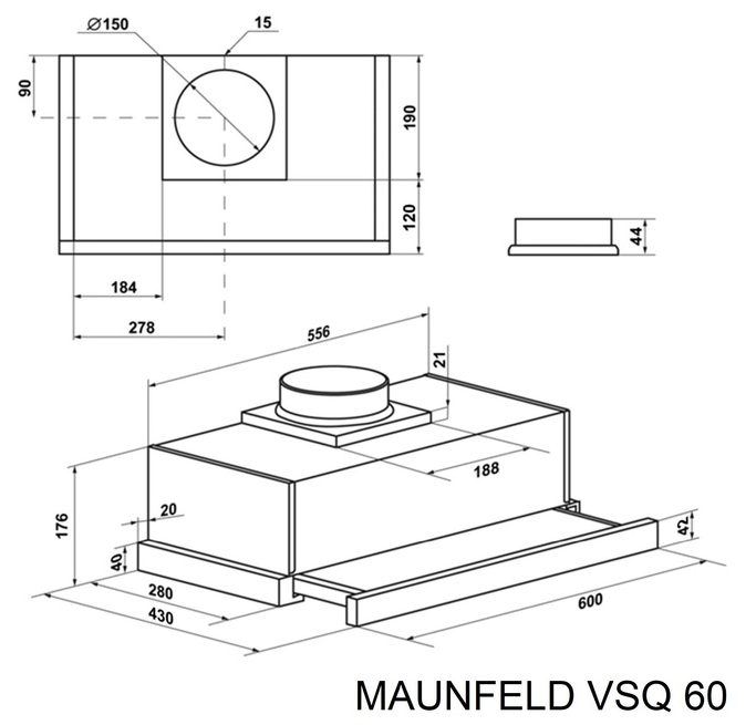 Maunfeld VSQ 60 INOX/GLASS WHITE
