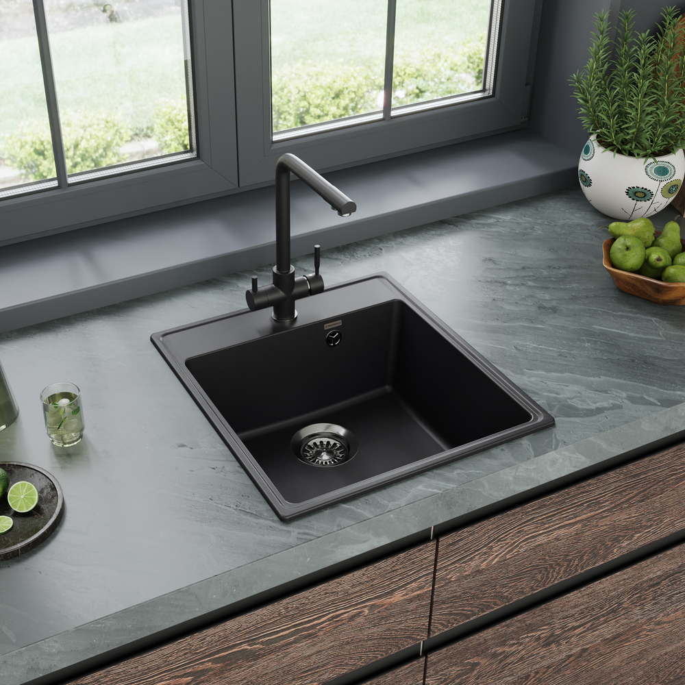 Maunfeld Perla 460 MFQS-460B, мойка, гранит, черный