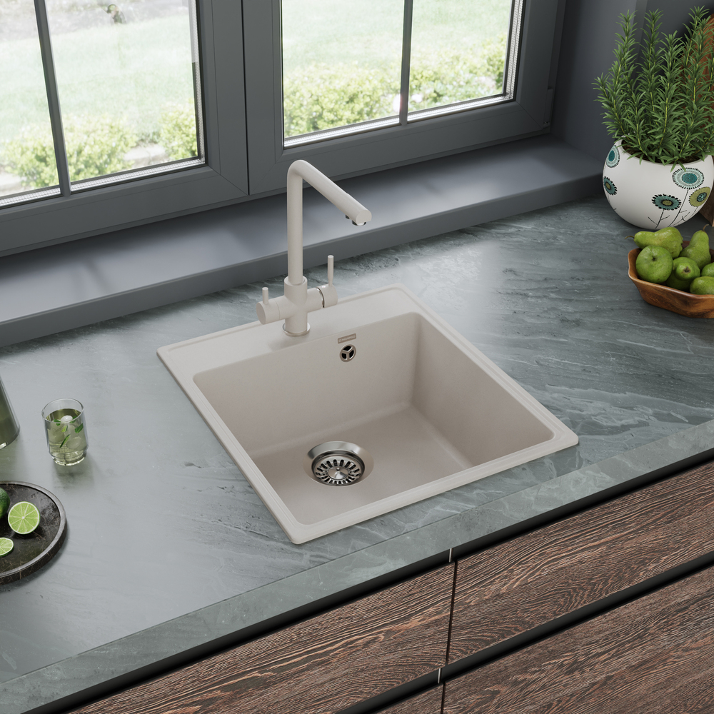 Maunfeld Perla 460 MFQS-460LBG, мойка, гранит, светло-бежевый