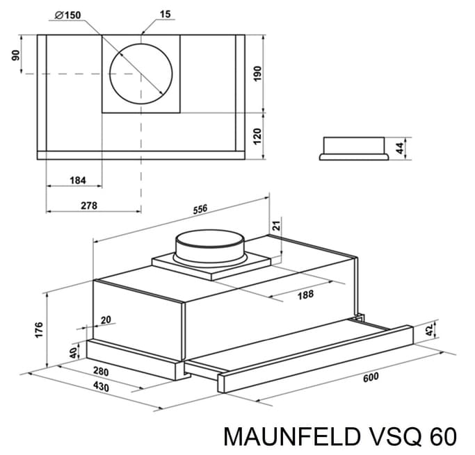 Maunfeld VSQ 60 INOX/GLASS WHITE