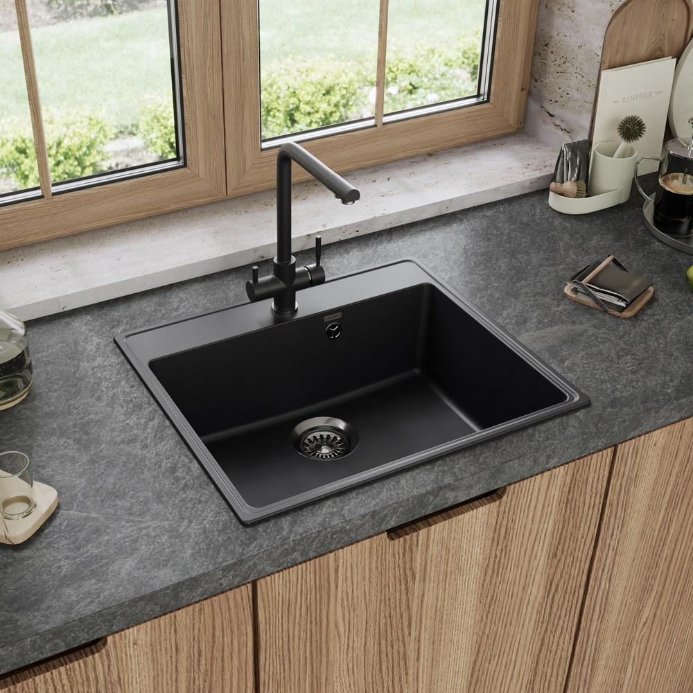 Maunfeld Perla 580 MFQS-580B, мойка, гранит, черный