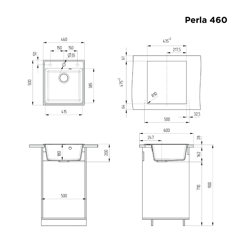 Maunfeld Perla 460 MFQS-460B, мойка, гранит, черный