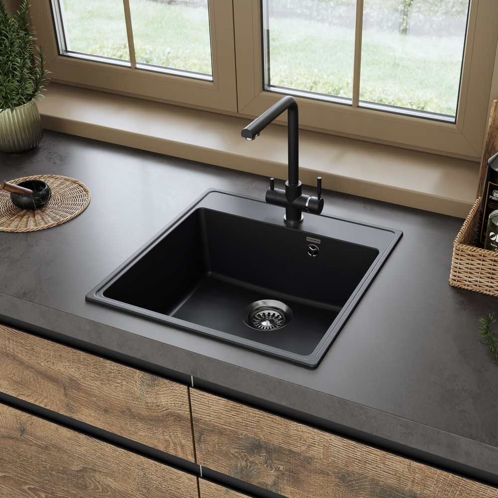 Maunfeld Perla 505 MFQS-505B, мойка, гранит, черный